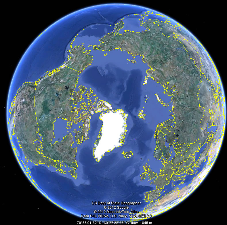 terre arctic ocean carte
